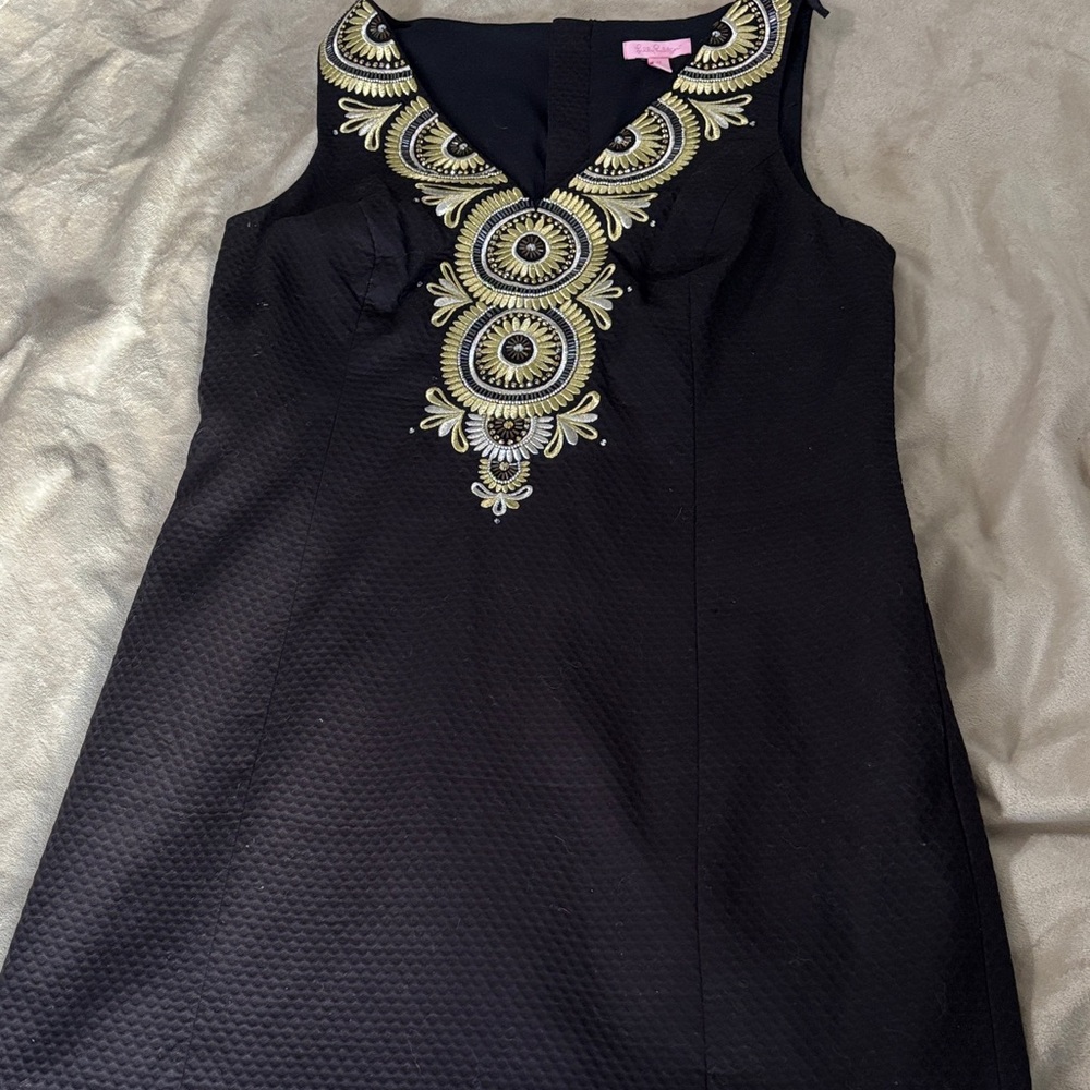 Lilly Pulitzer Black Dress with Gold Accents